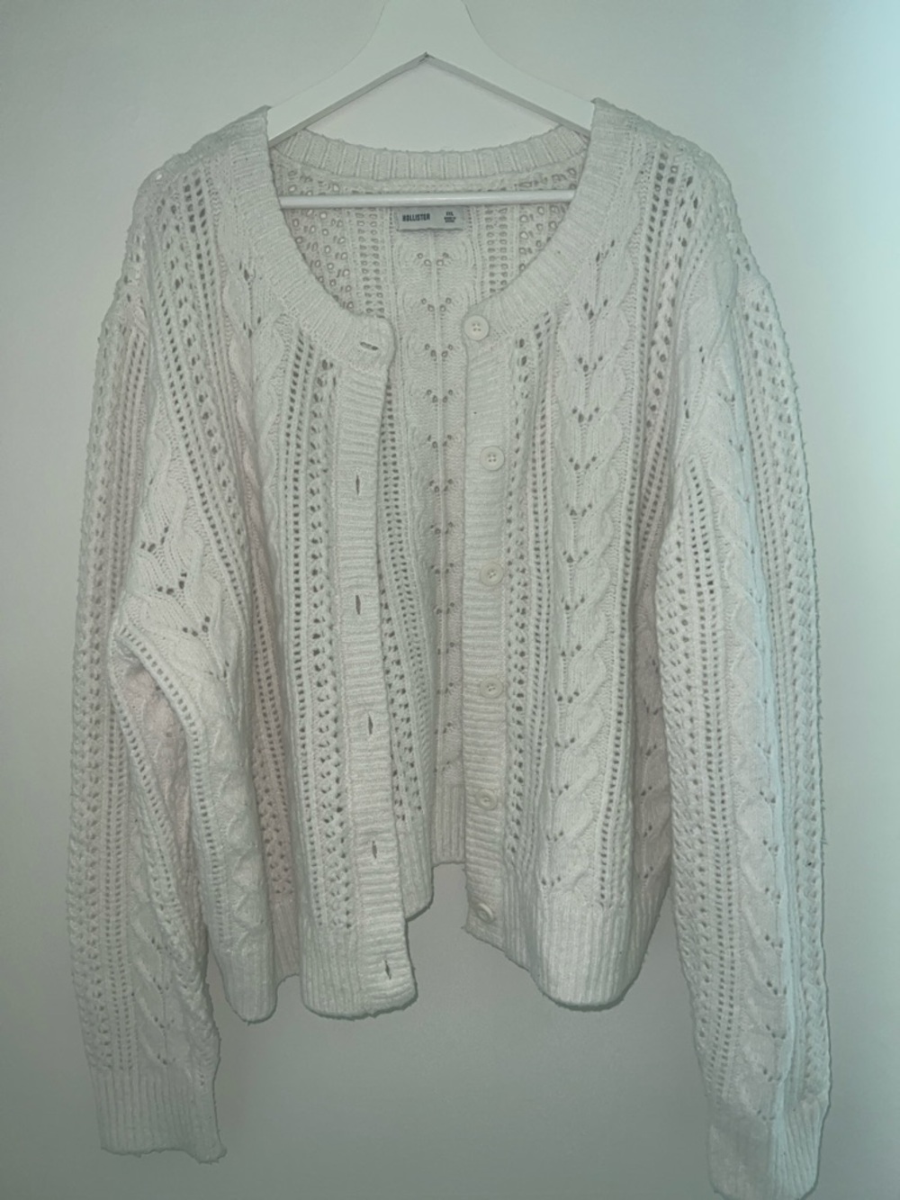 Hollister Cream Cable Knit Button-Up Cardigan